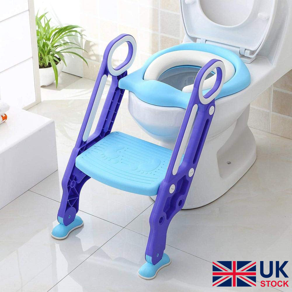 BAMNY Baby Toilet Trainer Adjustable Step Stool Ladder Soft Padded Seat Non-Slip